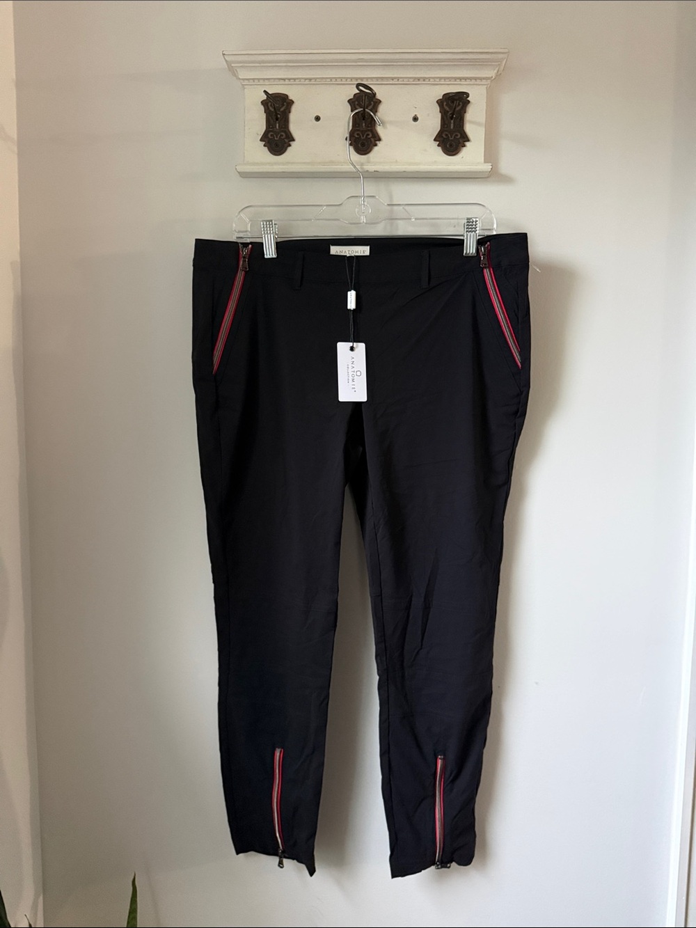 Anatomie Pants Black Honiara Zip Detail Size Large Mid rise Dressy Trousers Work
